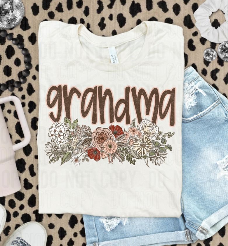Grandma Vintage Floral Name DTF Transfer
