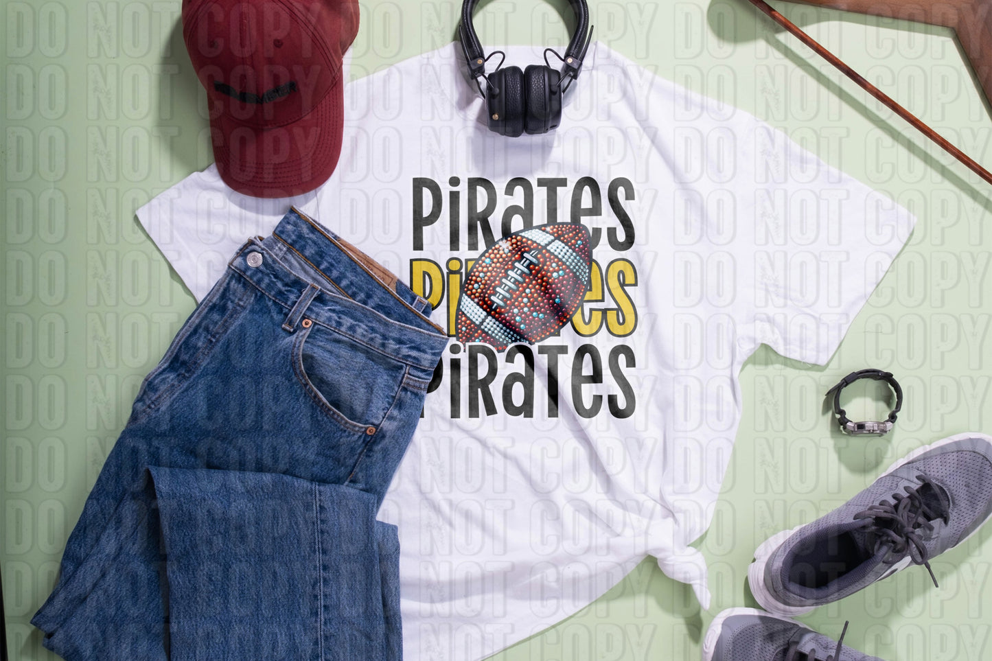 Pirates Football Black Yellow DTF Transfer