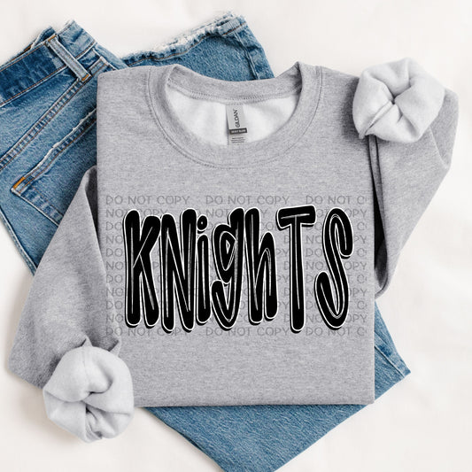 Knights Retro Doodle DTF Transfer