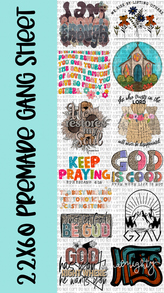 22x60 Premade Inspirational Gang Sheet DTF Transfer