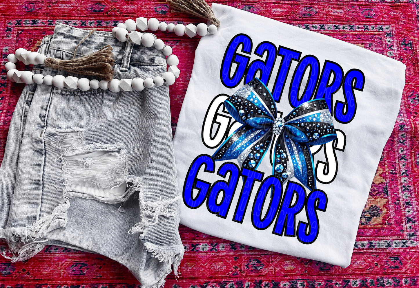 Gators Royal Blue White Bow DTF Transfer