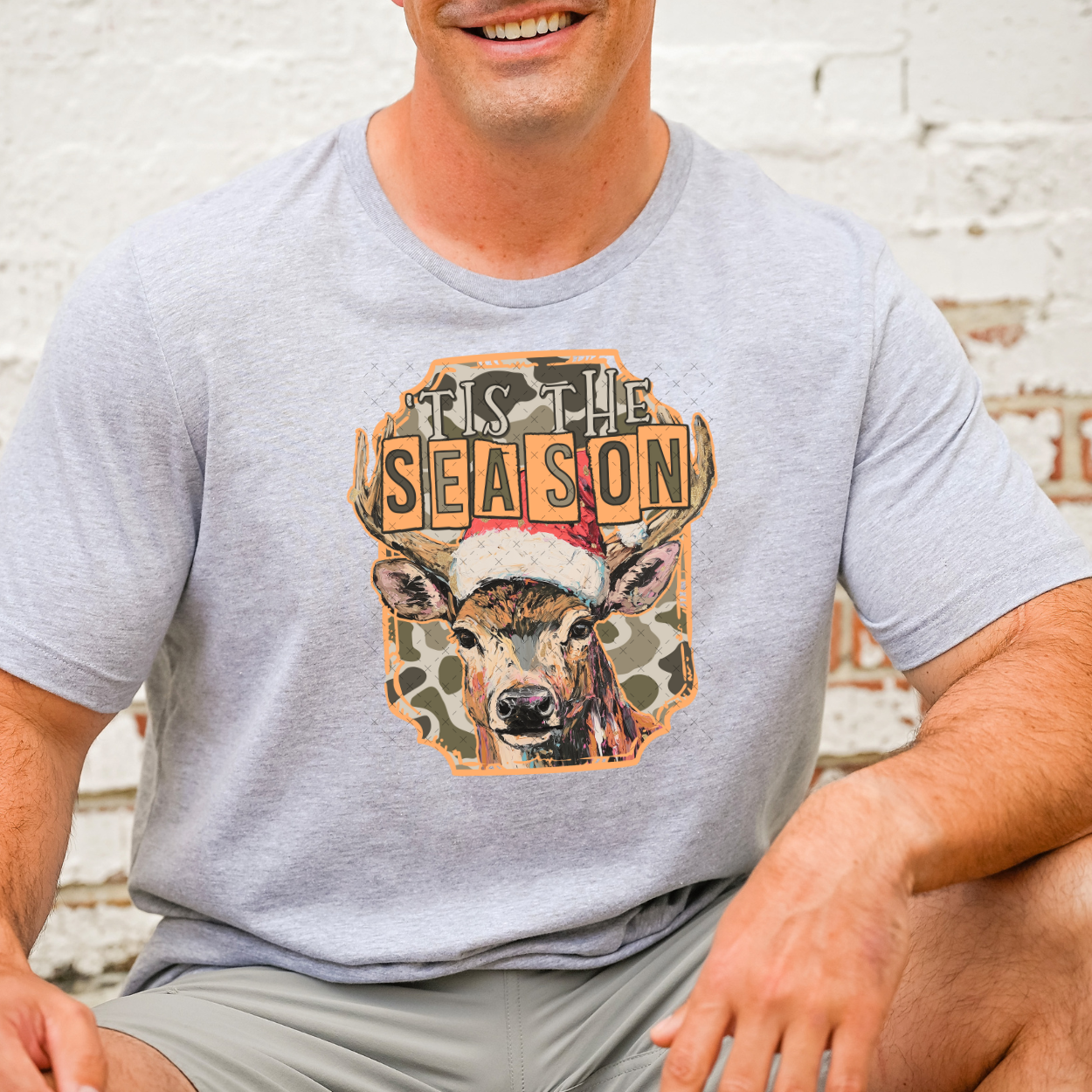 Tis The Season Deer Camo Orange DTF Transfer