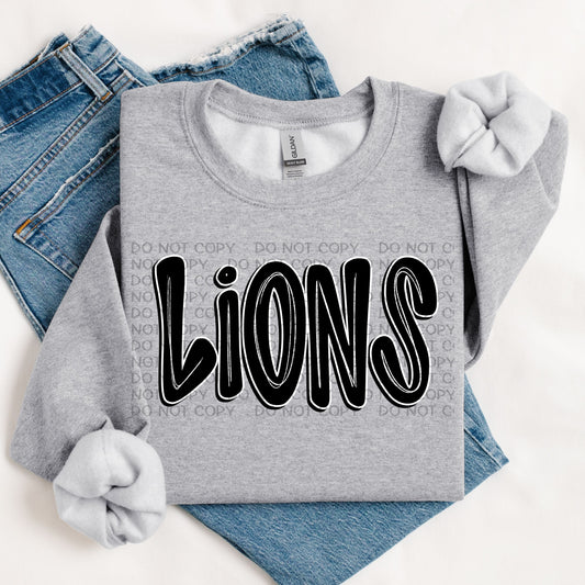 Lions Retro Doodle DTF Transfer