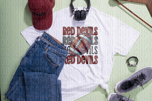 Red Devils Football Maroon Grey DTF Transfer