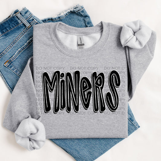 Miners Retro Doodle DTF Transfer