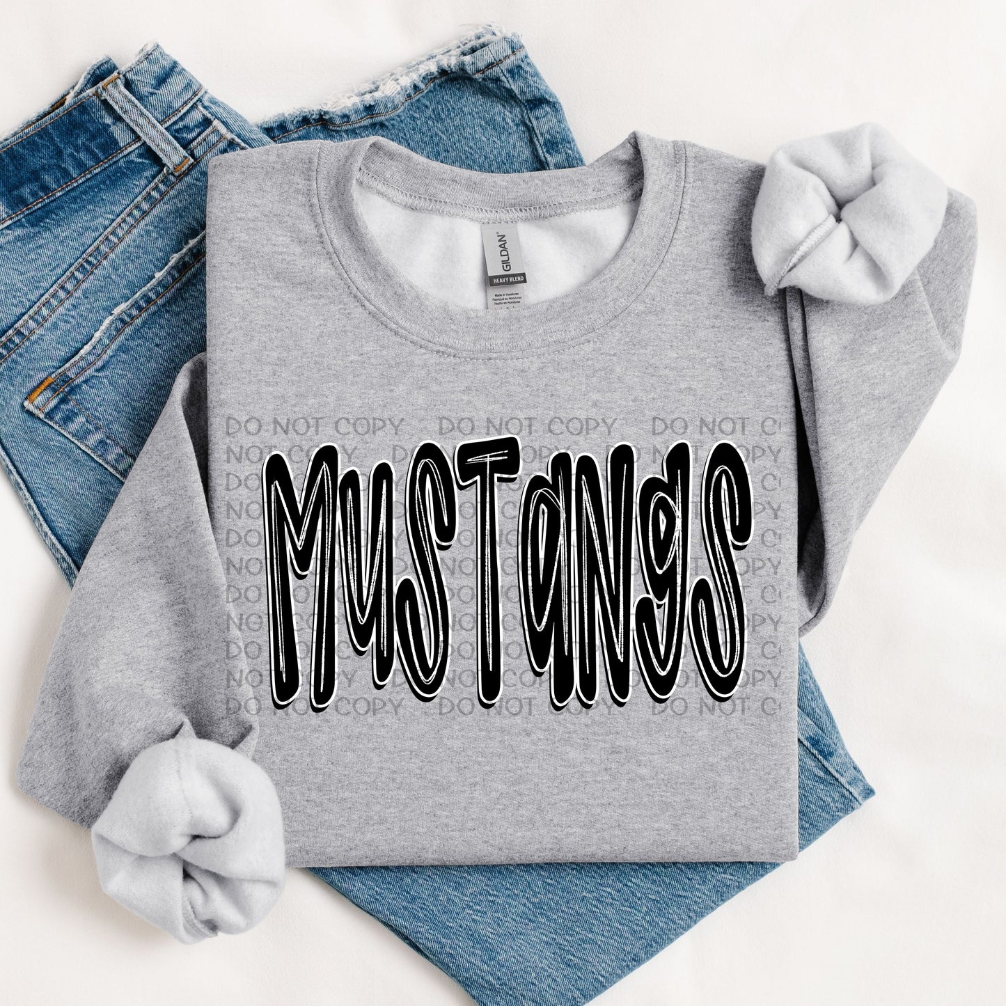 Mustangs Retro Doodle DTF Transfer