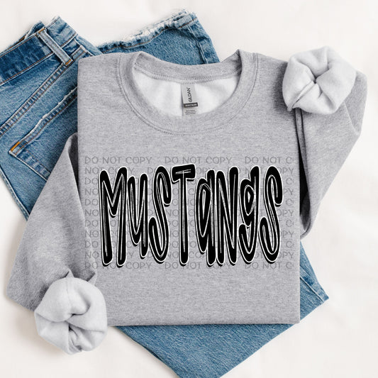 Mustangs Retro Doodle DTF Transfer