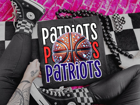 Patriots Rhinestone Basketball DTF Transfer