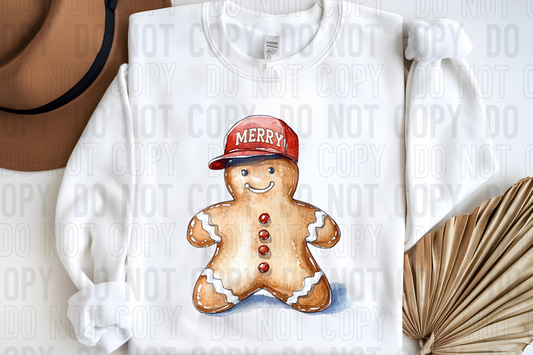 Merry Gingerbread Hat DTF Transfer