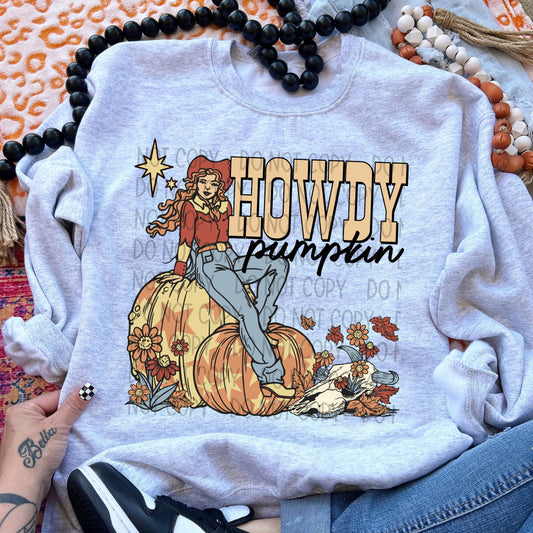 Howdy Pumpkin Retro DTF Transfer