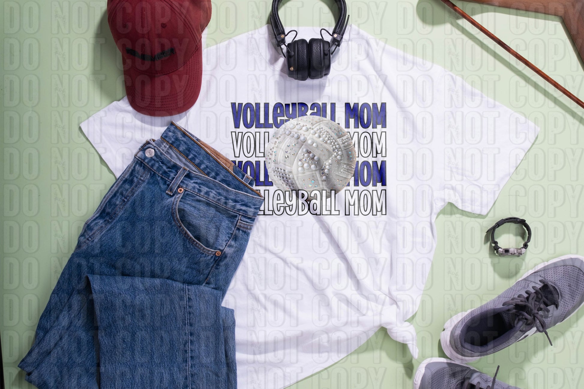 Volleyball Mom Royal Blue White DTF Transfer
