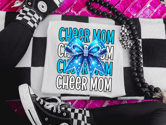 Cheer Mom Columbia Blue Bow DTF Transfer