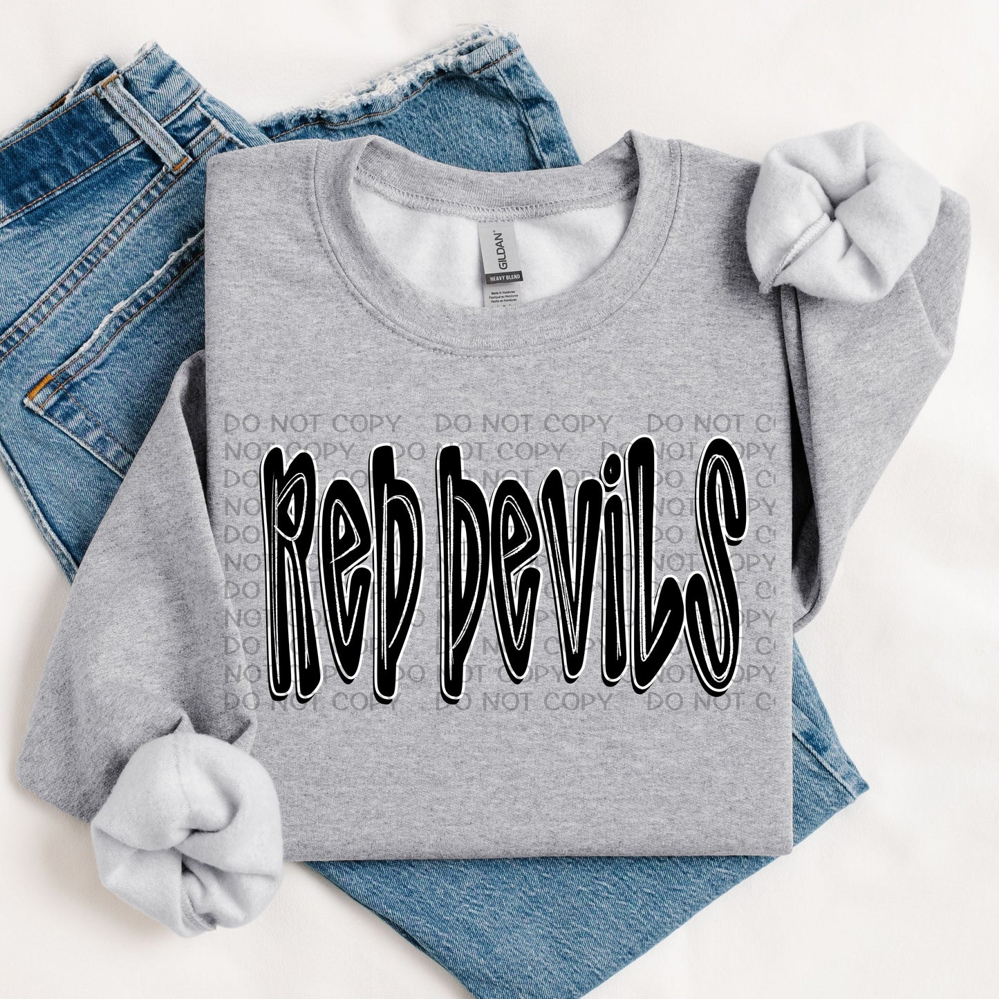 Red Devils Retro Doodle DTF Transfer