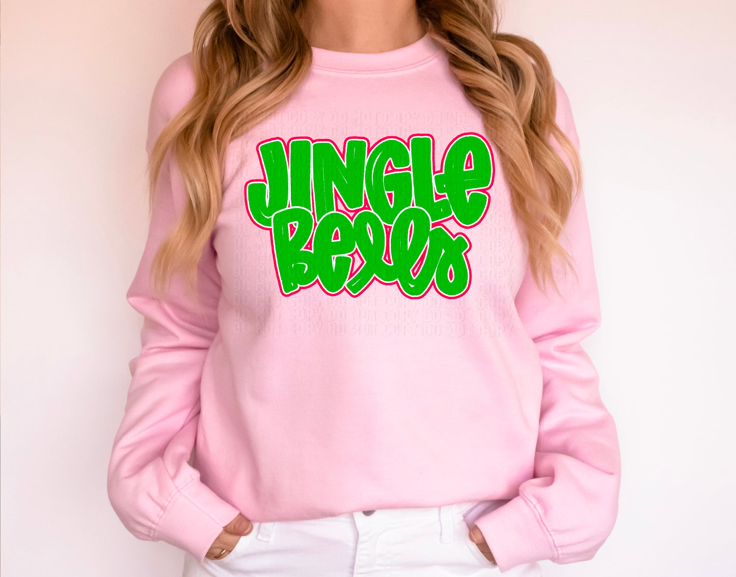 Jingle Bells Green/Pink~Red  DTF Transfer