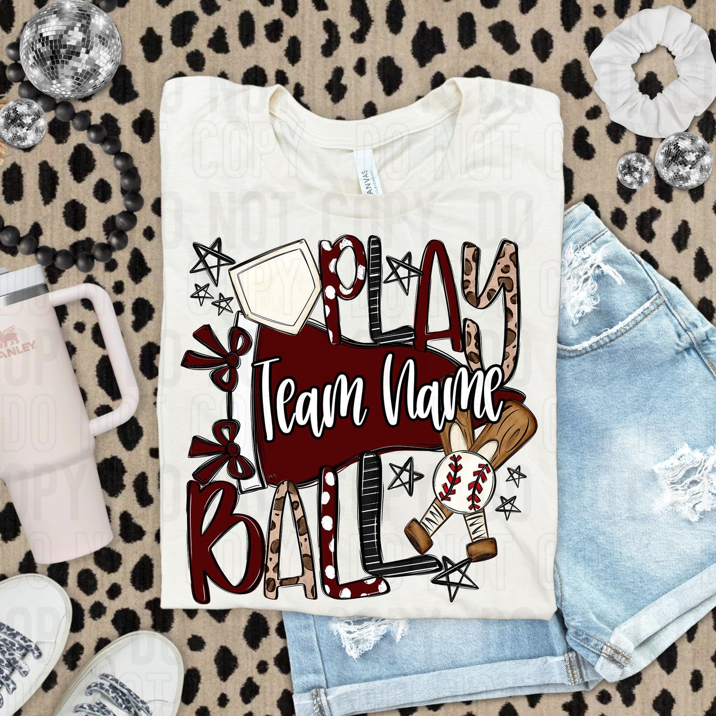 Play Ball Baseball Softball Or Both Custom Team Name DTF Transfer