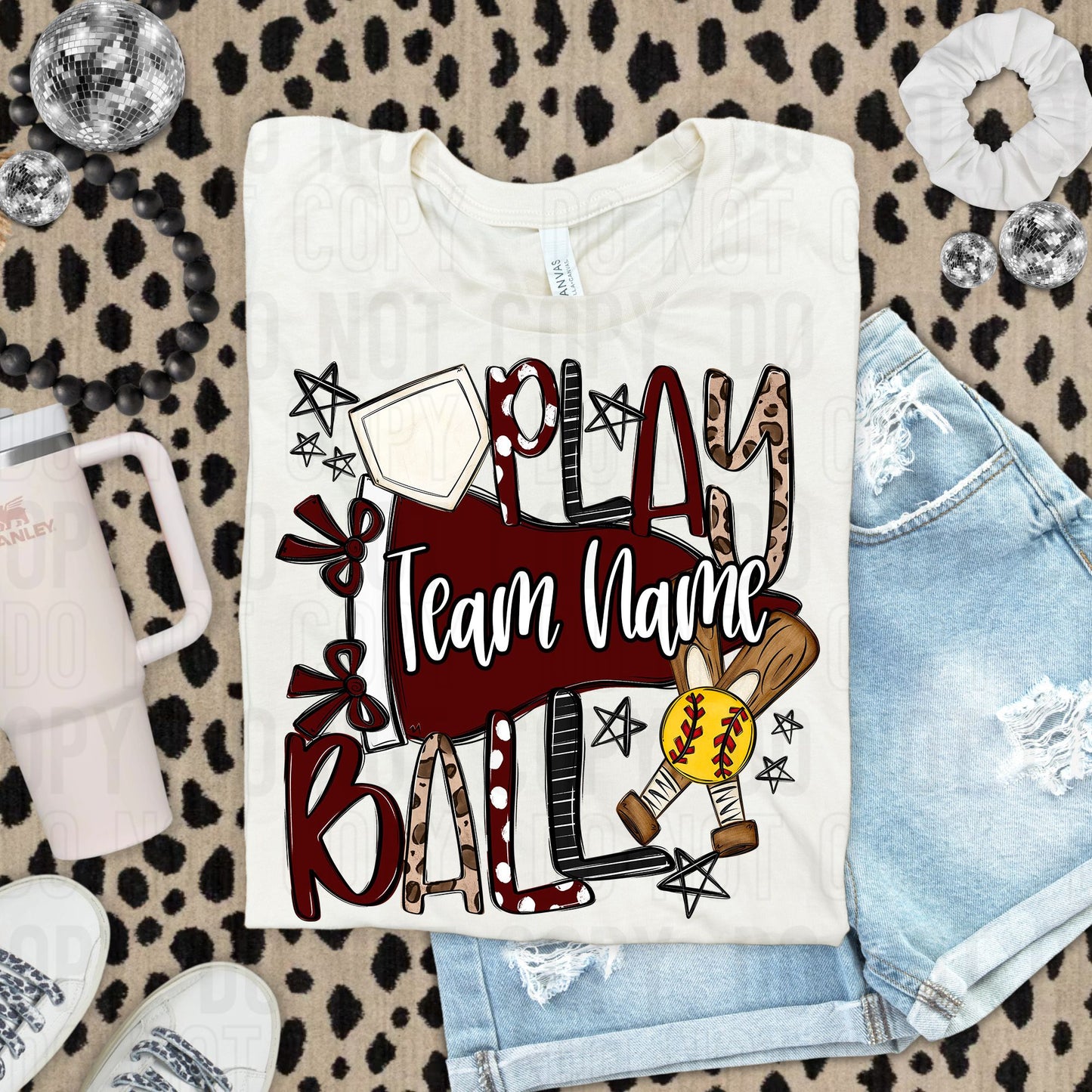 Play Ball Baseball Softball Or Both Custom Team Name DTF Transfer
