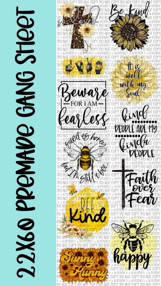 22x60 Premade Motivation Yellows Gang Sheet DTF Transfer