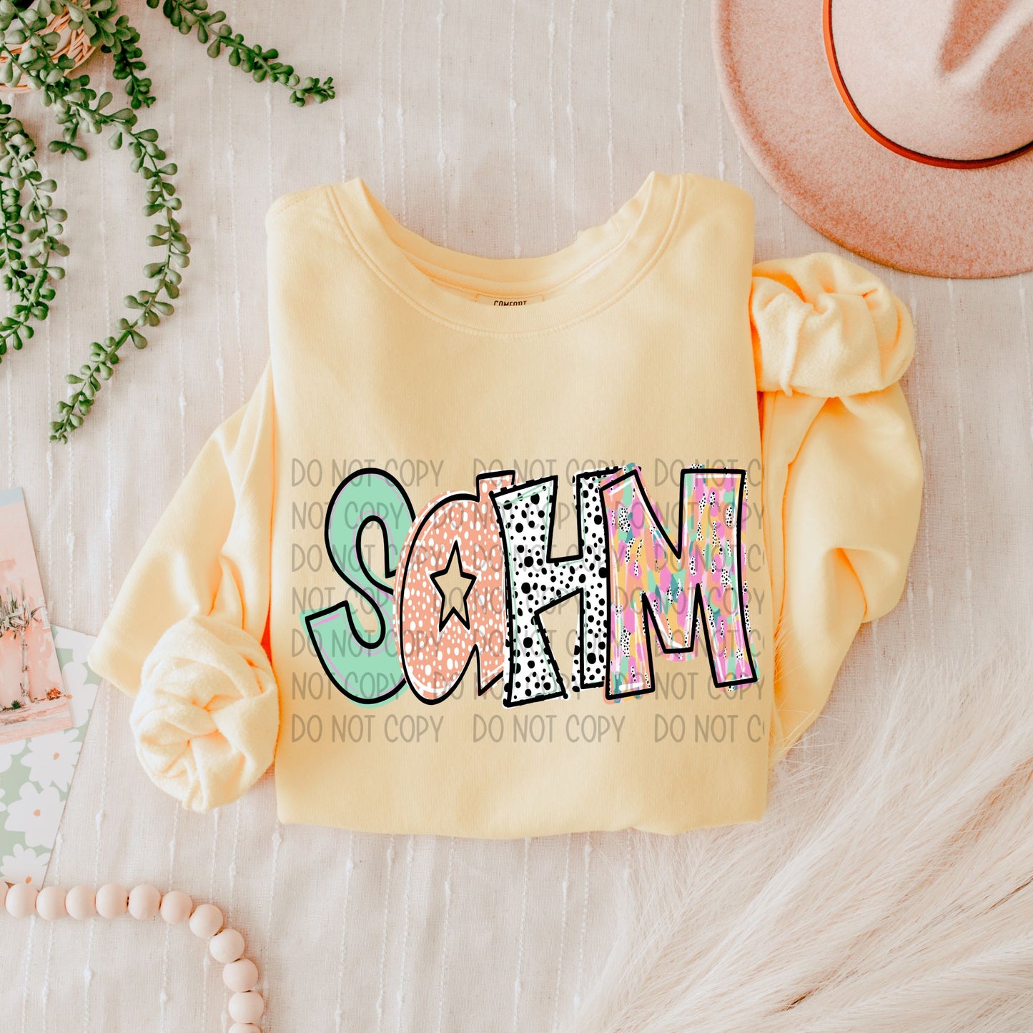 SAHM Bright Doodle Name DTF Transfer