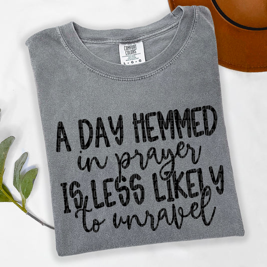 A Day Hemmed Black Font DTF Transfer