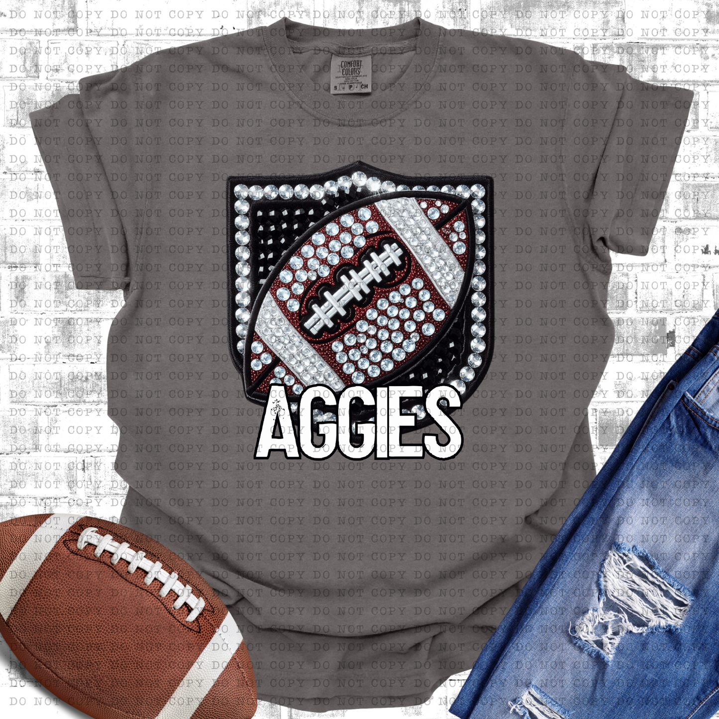 Aggies Bejeweled Football Mascot DTF Transfer