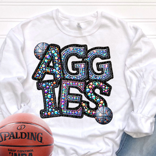 Aggies Rhinestone Basketball Mascot DTF Transfer