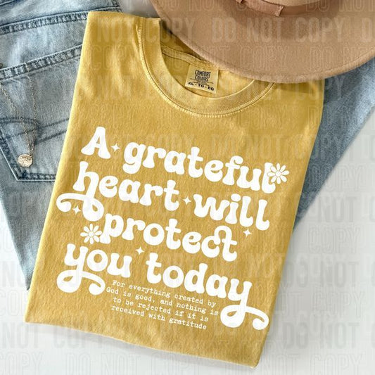 A Grateful Heart White Words DTF Transfer