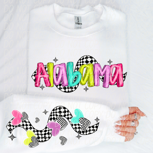Alabama Bright Checker State DTF Transfer