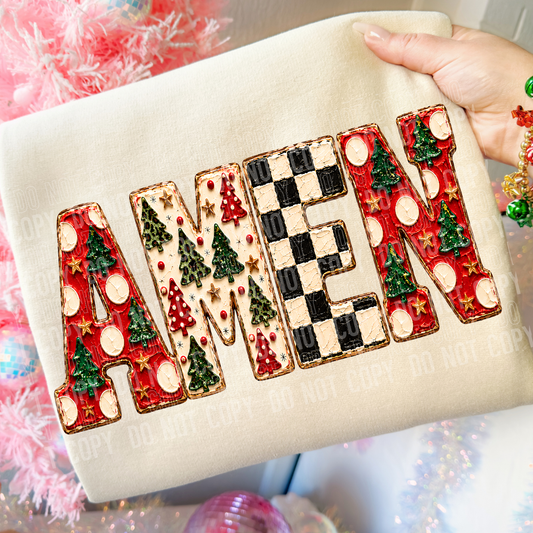 Amen Christmas Painted Faux DTF Transfer