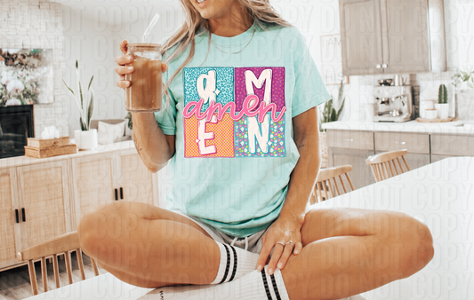 Amen Patchwork Square DTF Transfer