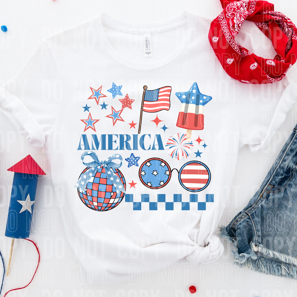 America Collage DTF Transfer