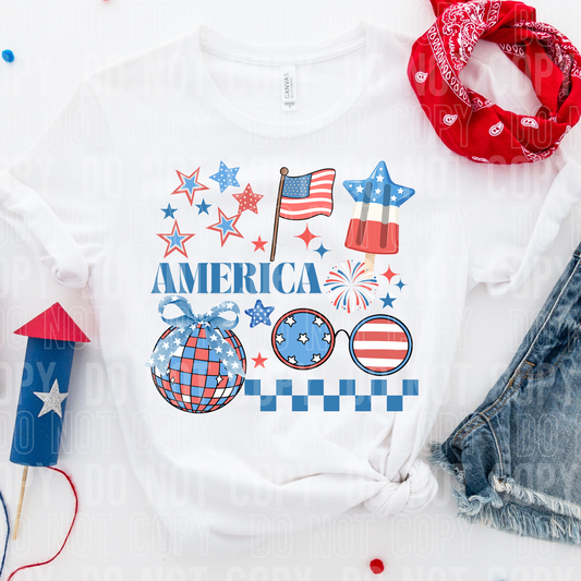 America Collage DTF Transfer