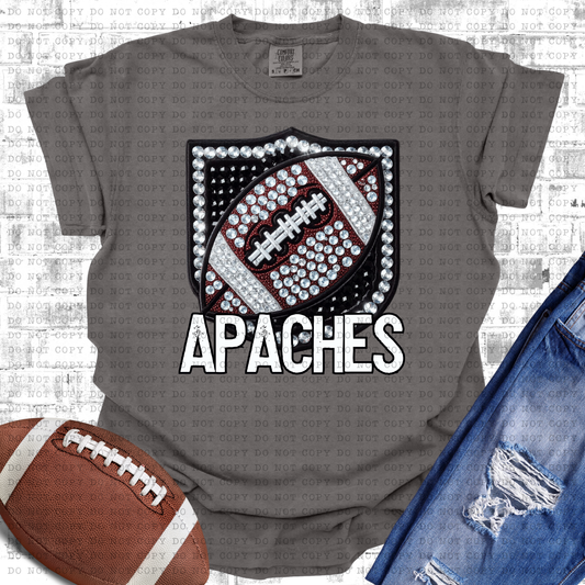 Apaches Bejeweled Football Mascot DTF Transfer