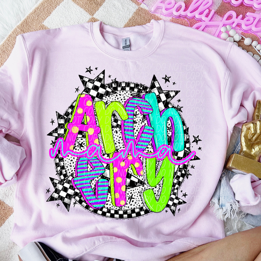 Archery Mama Neon Checker DTF Transfer