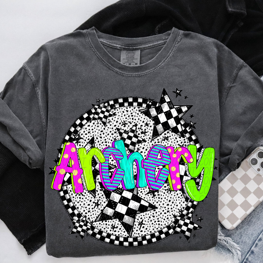 Archery Neon Checker DTF Transfer