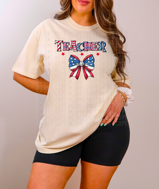 Teacher Patriotic Coquette DTF Transfer