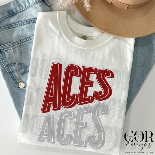 Aces Maroon Grey DTF Transfer