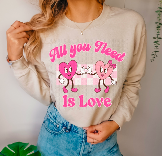 All You Need Is Love Pink DTF Transfer