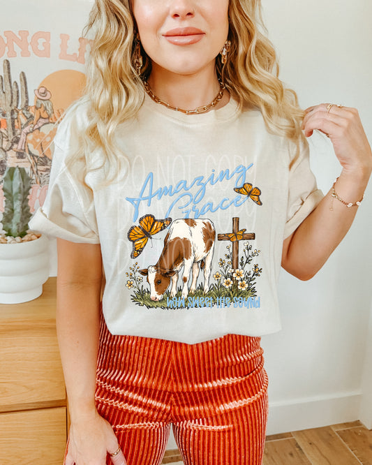 Amazing Grace Cow & Butterflies DTF Transfer