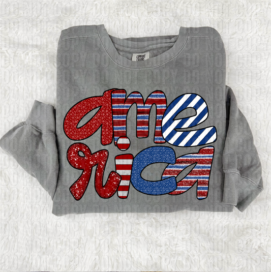 America Doodle DTF Transfer