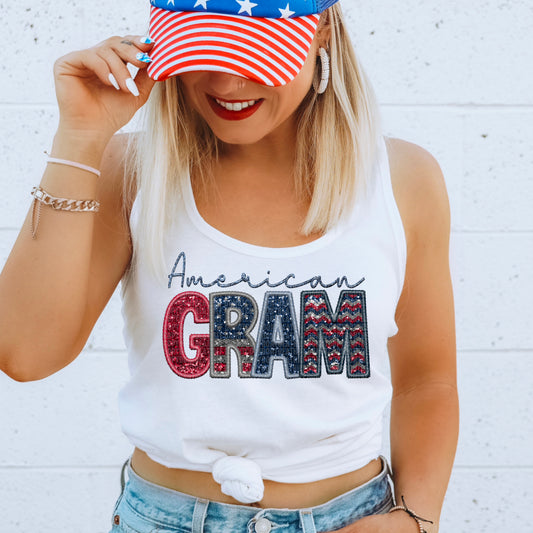 American Gram Faux Embroidery DTF Transfer