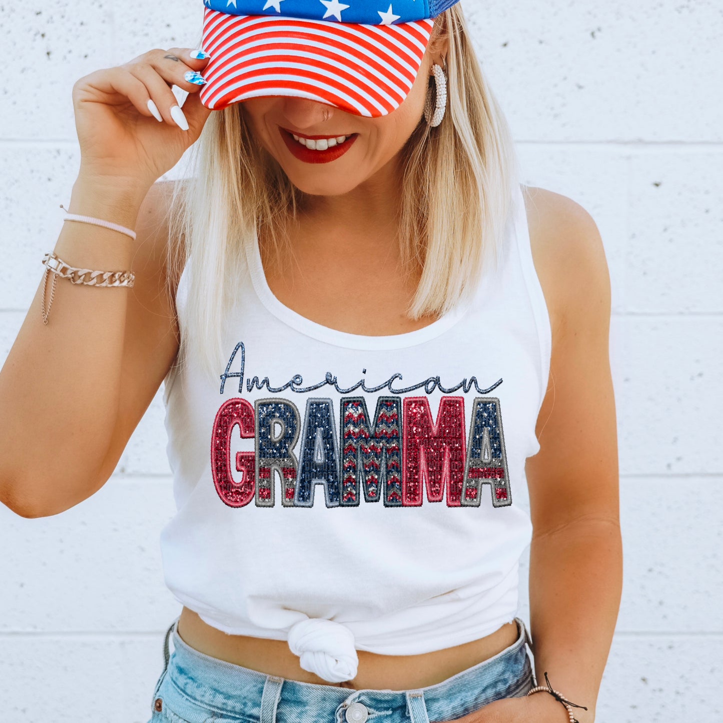 American Gramma Faux Embroidery DTF Transfer