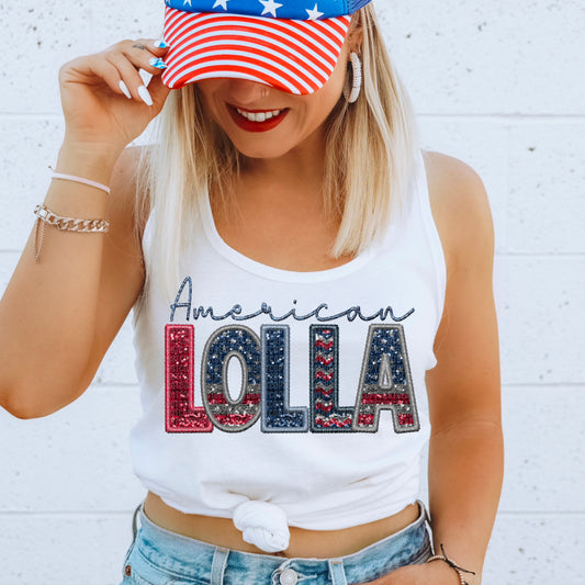 American Lolla Faux Embroidery DTF Transfer