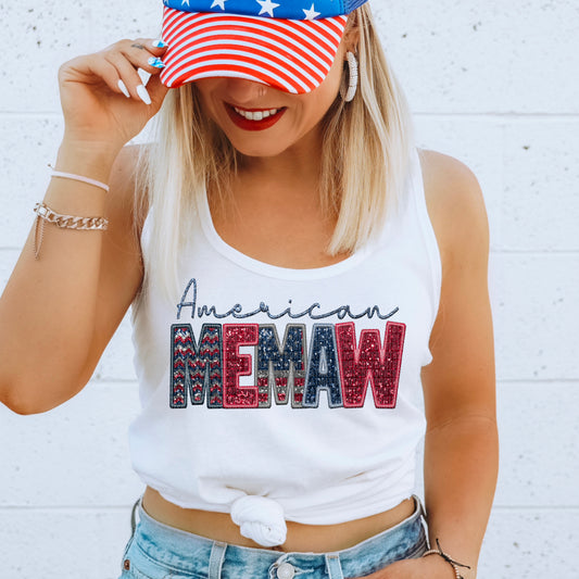 American Memaw Faux Embroidery DTF Transfer