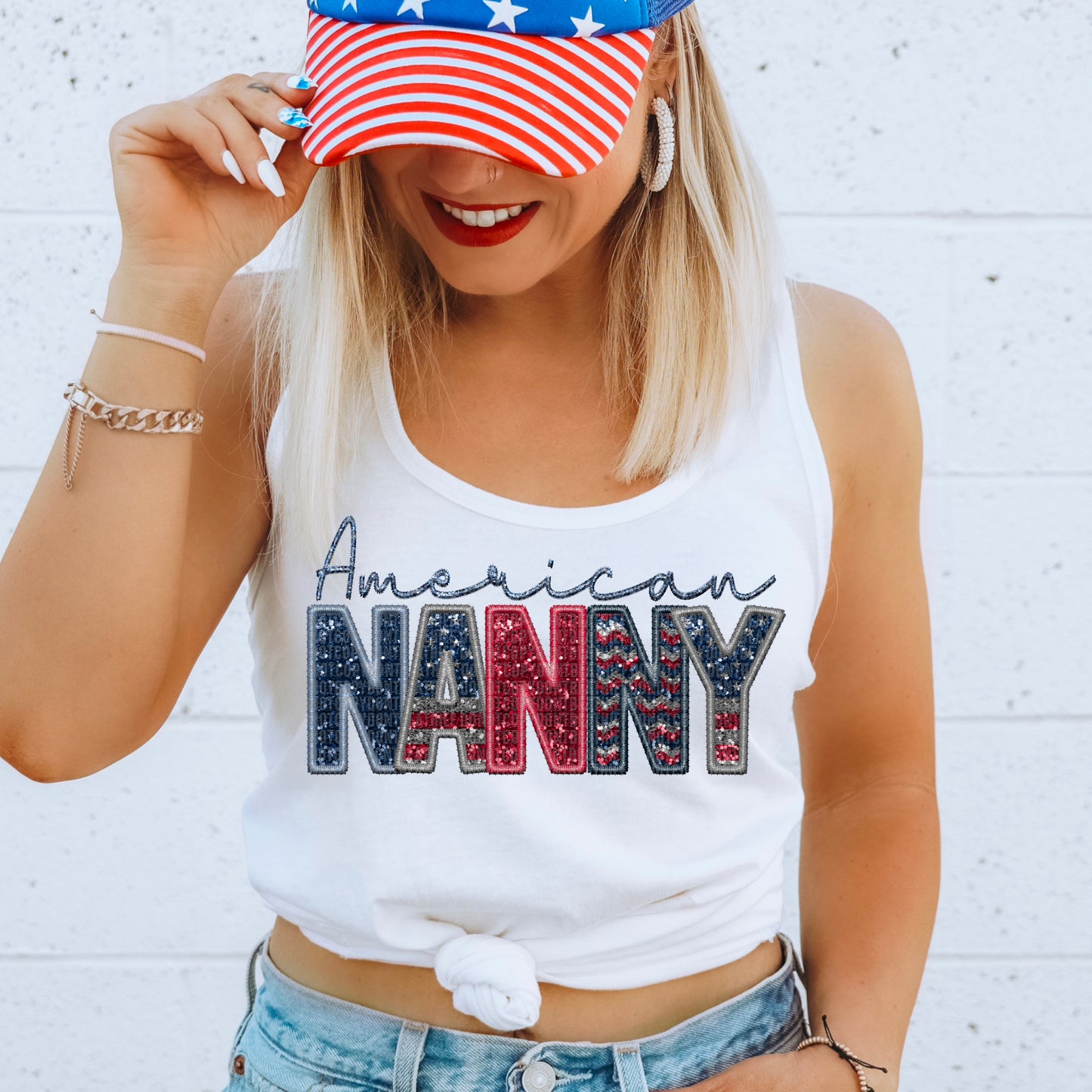 American Nanny Faux Embroidery DTF Transfer