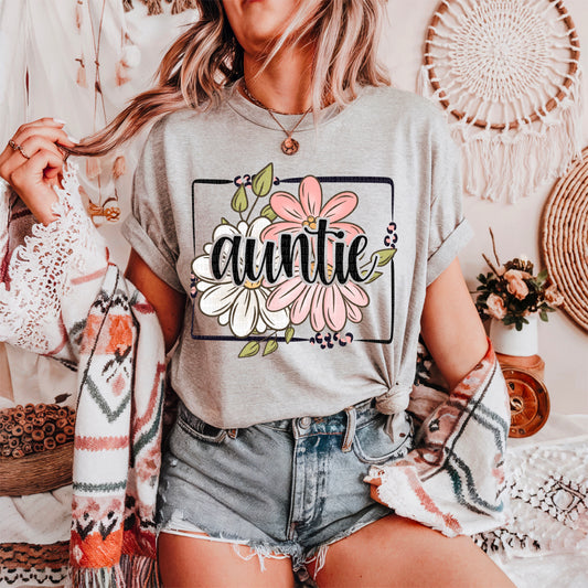 Auntie Floral Name Title DTF Transfer
