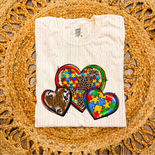 Autism Heart Trio DTF Transfer