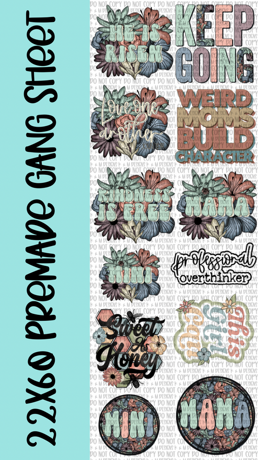 22x60 Premade Floral Gang Sheet DTF Transfer
