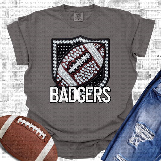 Badgers Bejeweled Football Mascot DTF Transfer