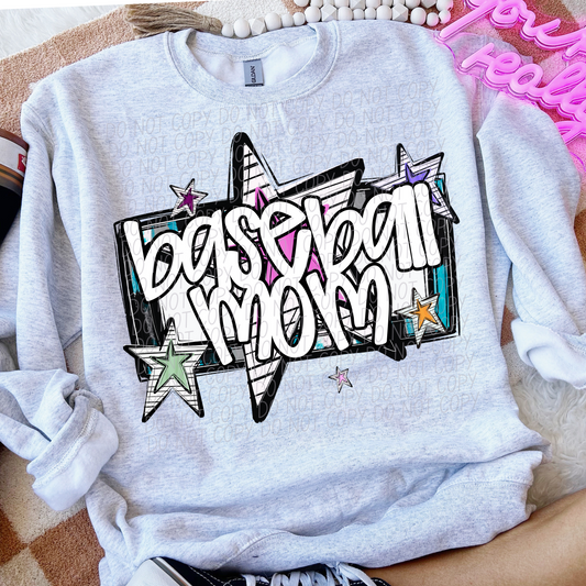 BASEBALL MOM CS Bright Stars DTF Transfer