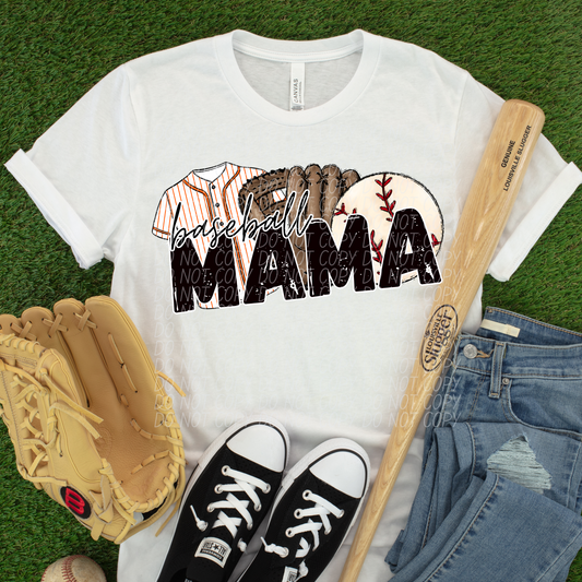 Baseball Mama Orange DTF Transfer
